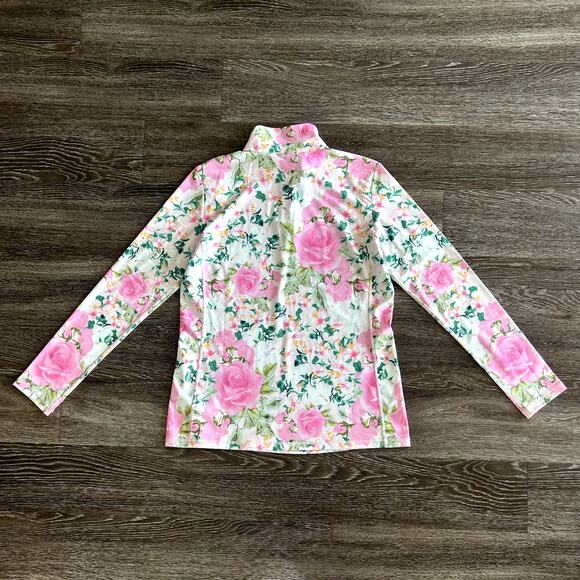 NWOT LoveShackFancy x BOGNER Fire + Ice Margot Zip Floral Top XL Roses Ski Layer - Picture 6 of 16